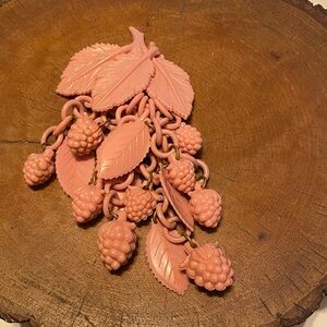 Pink Berry Leaf Statement Brooch